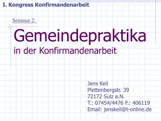 Gemeindepraktika in der Konfirmandenarbeit