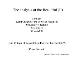 The analysis of the Beautiful (II)