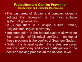 Federalism and Conflict Prevention Management and resolution Mechanisms