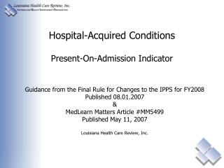 Hospital-Acquired Conditions Present-On-Admission Indicator