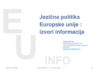 Jezična politika Europske unije : izvori informacija