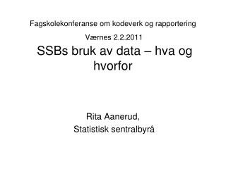 Rita Aanerud, Statistisk sentralbyrå