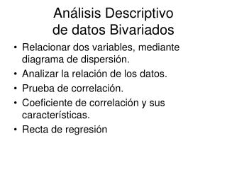 Análisis Descriptivo de datos Bivariados