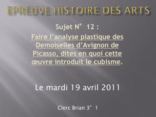 Epreuve Histoire des arts