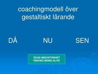 coachingmodell över 	 gestaltiskt lärande DÅ			 NU 	 SEN