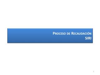 Proceso de Recaudación SIRI