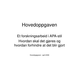 Hovedoppgaven