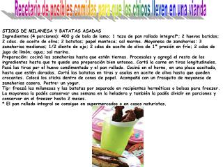 Recetario de posibles comidas para que los chicos lleven en una vianda
