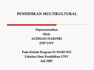 PENDIDIKAN MULTIKULTURAL