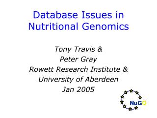 Database Issues in Nutritional Genomics