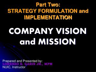 Part Two: STRATEGY FORMULATION and IMPLEMENTATION
