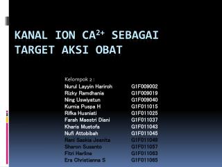 Kanal ion Ca 2+ sebagai target aksi obat