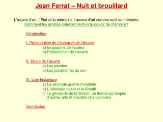 Jean Ferrat – Nuit et brouillard