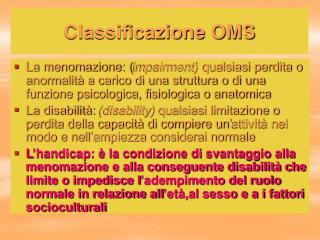 Classificazione OMS