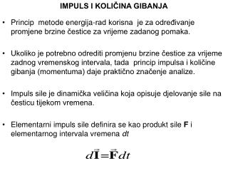 IMPULS I KOLIČINA GIBANJA