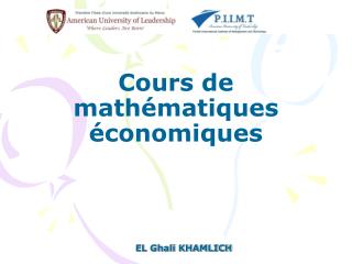 Cours de mathématiques économiques