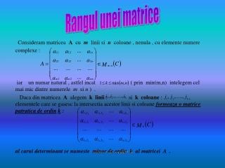 Rangul unei matrice