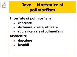 Java – Mostenire si polimorfism