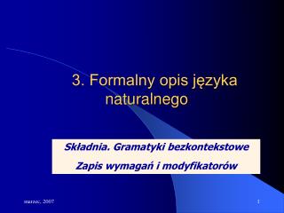 3. Formalny opis języka naturalnego