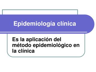 Epidemiología clínica