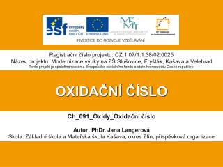 OXIDAČNÍ ČÍSLO