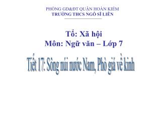 PHÒNG GD&amp;ĐT QUẬN HOÀN KIẾM TRƯỜNG THCS NGÔ SĨ LIÊN