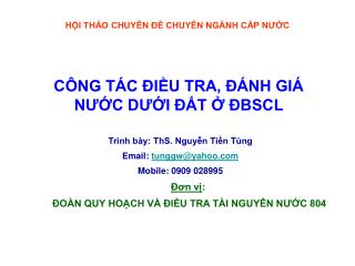 HỘI THẢO CHUYÊN ĐỀ CHUYÊN NGÀNH CẤP NƯỚC