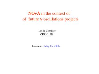 NOnA in the context of of future n oscillations projects