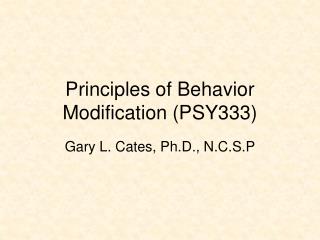 Principles of Behavior Modification (PSY333)