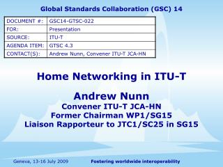 Home Networking in ITU-T