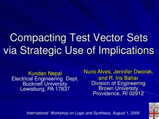 Compacting Test Vector Sets via Strategic Use of Implications