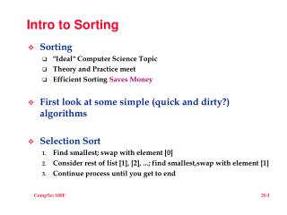 Intro to Sorting