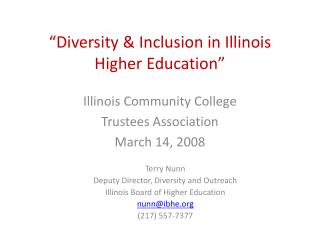 “Diversity &amp; Inclusion in Illinois Higher Education”