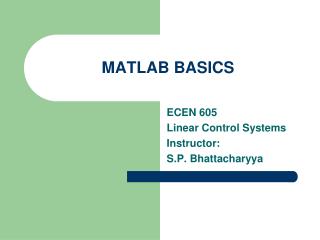 MATLAB BASICS