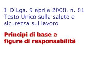 SICUREZZA DEL LAVORO