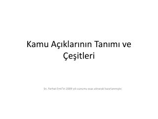 Kamu Açıklarının Tanımı ve Çeşitleri