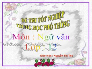 ĐỀ THI TỐT NGHIỆP TRUNG HỌC PHỔ THÔNG