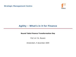 Agility – What’s in it for Finance