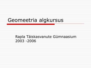 Geomeetria algkursus