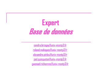 Expert Base de données