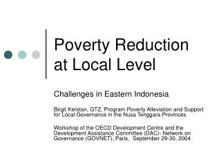 Poverty Reduction at Local Level