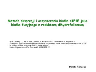 Metoda ekspresji i oczyszczania białka eIF4E jako białka fuzyjnego z reduktazą dihydrofolianową