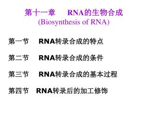 第十一章 RNA 的生物合成 (Biosynthesis of RNA)