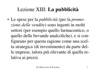 Lezione XIII: La pubblicità