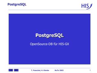 PostgreSQL OpenSource-DB für HIS-GX