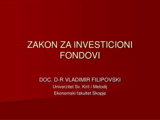 ZAKON ZA INVESTICIONI FONDOVI