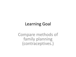 Learning Goal