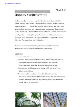 mercubuana.ac.id Modul 13 	MODERN ARCHITECTURE