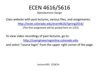 ECEN 4616/5616 Optoelectronic Design