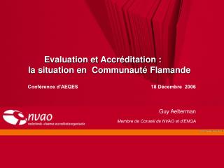 Evaluation et Accréditation : la situation en Communauté Flamande